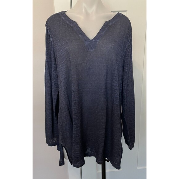 Chico's Tops - CHICOS Womens Knit TOP Long Sleeve BLUE Linen Size 3 (XL)